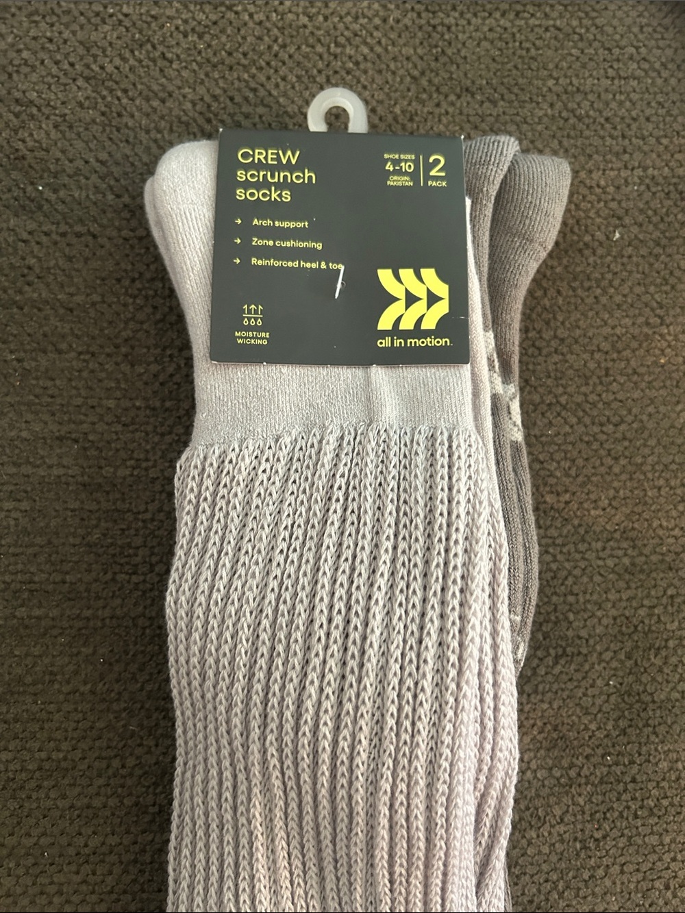 all in motion Crew Scrunch Socks - Light Gray & Charcoal - 2 Pack